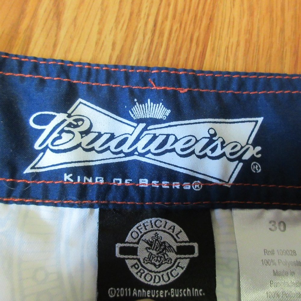 BUDWEISER UNLINED POLYESTER SWIM SHORTS Sz 30 - Picture 3 of 4